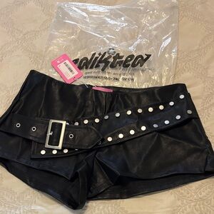 Stylish Black Faux Leather Women Shorts